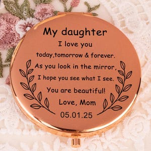 Personalized Compact Mirror Gift for My Daughter From Mom, Wedding Gift, Custom Pocket Mirror, Birthday Gift for Children, Daughter Bride