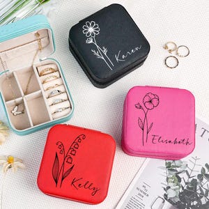 Portagioie da viaggio personalizzato, piccolo organizer per orecchini quadrati, scatola regalo per damigelle d'onore per sorelle, amiche, bomboniere, regalo di compleanno