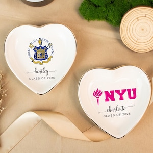 Personalized College Ring Dish, University Jewelry Dish, Graduation Gifts, Trinket Jewelry Tray for Friend, Custom Logo Graduation Gifts