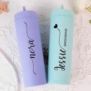 Personalized Skinny Tumbler, Bridesmaid Tumbler, Bachelorette Party, Wedding Party Water glass Gifts, Beach Cup, Gifts for Mom,Sister,Friend