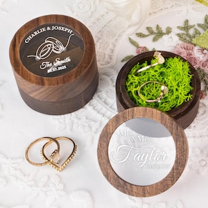 Personalized Wooden Wedding Ring Box, Custom Engraved Engagement Proposal Holder, Bridal Gift For Her, Engagement Ring Box, Wedding Favor