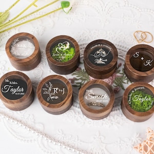 Custom Wooden Ring Box for Wedding Ceremony, Ring Bearer Box, Engagement Ring Box, Double Wooden Ring Box, Square Ring Box for Wedding