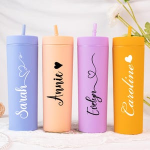 Personalized Tumbler with Lid and Straw, Custom Skinny Tumbler, Bridesmaids Gifts, Bridesmaid Proposal, Bridal Shower Gift, Wedding Favor