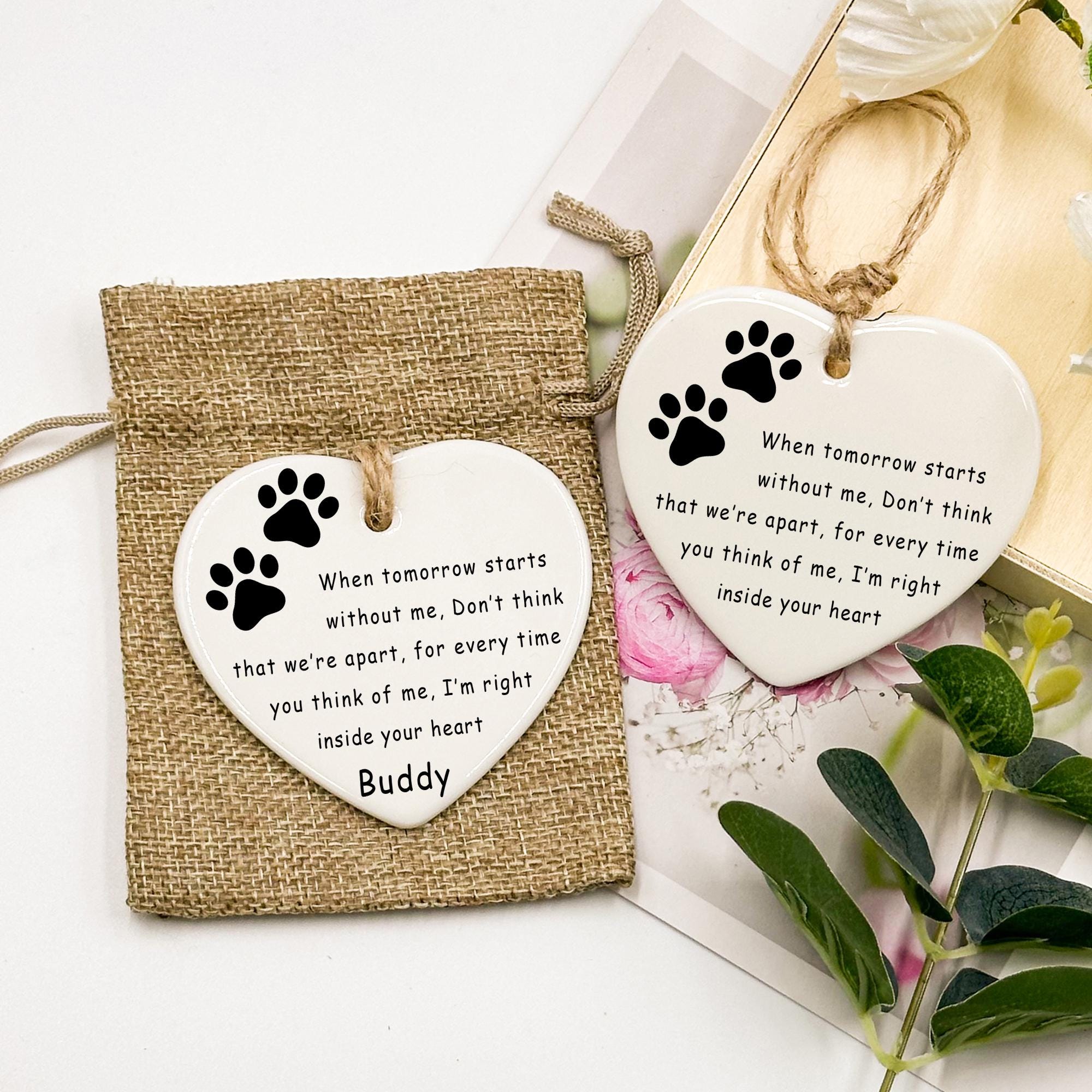 Pet Loss Memorial Plaque, Pet Loss Gift, Bereavement Paw Print Keepsake ...