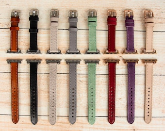 Personalized Leather Fitbit Band: Versa/Sense/Inspire, Thin Beaded Strap