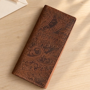 Personalized Long Leather Wallet, Graduation Money Gift