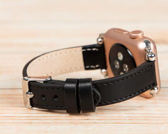 Leather Fitbit Band, Slim Beaded Strap, Personalized Engraving