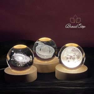 6CM 3D Planet Solar System Crystal Ball Night light sphere , Laser Engraved Table Lamp Party Birthday Gifts, Astronomical Gift
