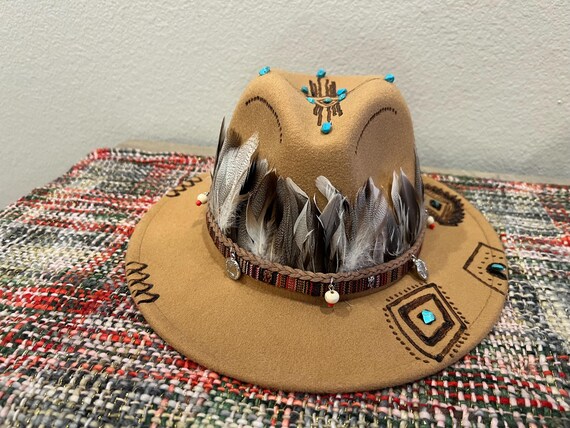 Feathers, Turquoise, Hat Band, Lace, Hat Burning - Etsy