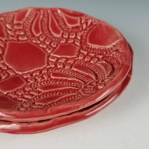 Pottery Spoon Rest or Jewelry Bowl, red handmade image 4