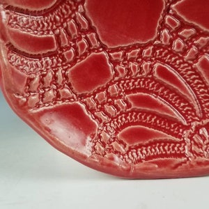 Pottery Spoon Rest or Jewelry Bowl, red handmade image 3