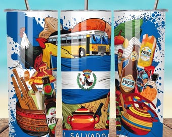 ¡Diseño digital vibrante de la bandera de El Salvador para envoltorios de vasos, alfombrillas de ratón y camisetas!