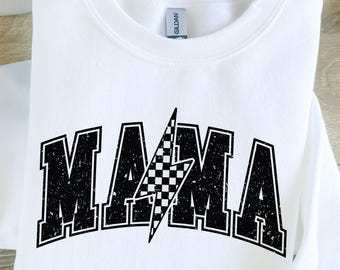 Mama Lightning Bolt PNG, Varsity Mom Life Png, Cool Mom Png, Grunge Checkered Lightning Mom Png, Mama Sublimation Designs, Digital Download
