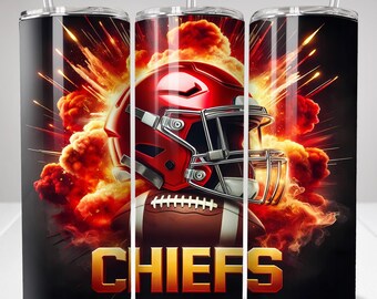 CHIEFS 20oz Skinny Tumbler Wrap PNG, Sport Mascot Tumbler Design senza cuciture, 20oz Sublimation Tumbler Modello di download digitale