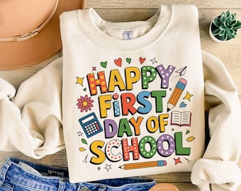 Happy First Day Of School Png, Teacher Pencil Png, Teacher Gift, Teacher Appreciation Gift, First Day Of School Png, Hello School Shirt
