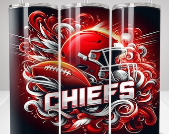 CHIEFS 20oz Skinny Tumbler Wrap PNG, Sport Mascot Tumbler Design senza cuciture, 20oz Sublimation Tumbler Modello di download digitale