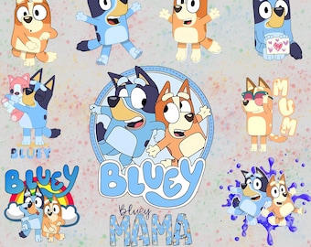 Blauwe hond png-bundel, blauwe hond familie png, blauwe hond verjaardag png, blauwe hond vriendenbundel png, blauwe hond print digitale download