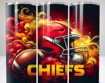 CHIEFS 20oz Skinny Tumbler Wrap PNG, Sport Mascot Tumbler Design senza cuciture, 20oz Sublimation Tumbler Modello di download digitale