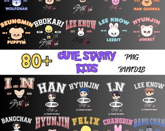 Más de 80 adorables paquetes de Stray Kids PNG, Stray Kids Kpop PNG, personajes de Stray Kids Skzoo, grupos de Kpop PNG, gira mundial de Stray Kids PNG, regalo para fans de Kpop
