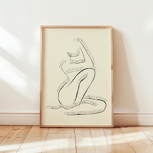 Woman Body Line Art Print: Abstract Floral Sketch (Digital Download