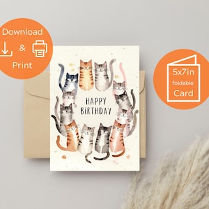 Cute Kitten Birthday Card | Happy Birthday | Cute Birthday Card | Cat Birthday Card | Kitty Greeting Card | Adorable | Gift for Cat Lover