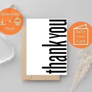 Cartão de agradecimento minimalista Gratidão Único para impressão Instantâneo Digital Download 5x7 Saudação Apreciação Pessoal atencioso para homens e mulheres