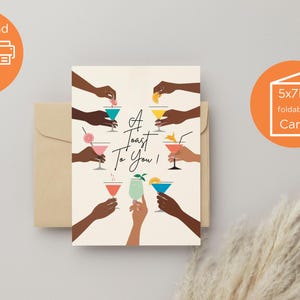 A Toast to You Card – 5×7 Printable PDF | Cheers Birthday Toast | Instant Download