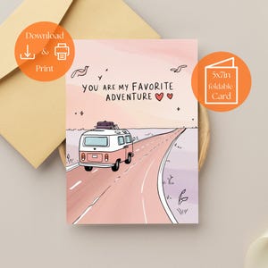 Tarjeta de aniversario imprimible - Romántica 5×7 PDF / Descarga instantánea