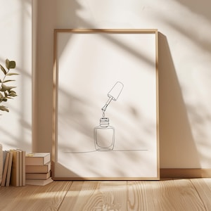 Nail Polish Line Art Print: Minimalist Beauty Room Decor (Digital Download)