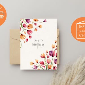 Bloem verjaardagskaart beste bloemblaadje vriend viering speciale dag aquarel bestie afdrukbare Instant Download 5 x 7 beste moeder ooit waardering