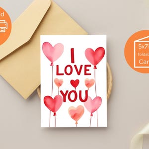 Ti amo Card, Download immediato, Biglietto di San Valentino stampabile, Biglietto di San Valentino, Biglietto di anniversario stampabile, Biglietto d'amore