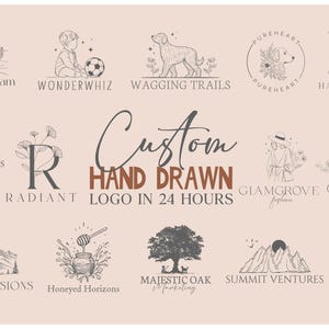 Handgetekend en getekend logo | Aangepast logo-ontwerp | Uniek logo | Vintage, boho, minimaal, elegant | 24-uurs levering | Onbeperkte revisies