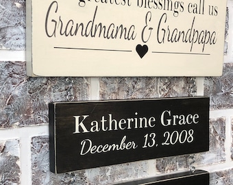 Wood Grandparents Sign with Grandkids Names