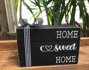 Shelf Sitter HOME SWEET HOME Wood Blocks Stacked. Free Shipping