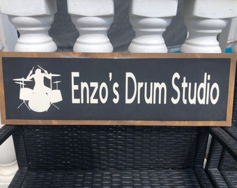 Wood Drum Studio Sign Rustic/Primitive