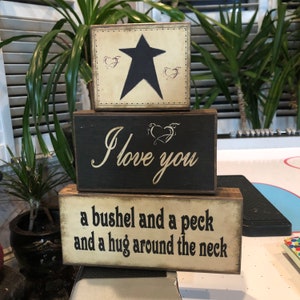I Love You a Bushel and a Peck SHELF SITTER / Wood Blocks
