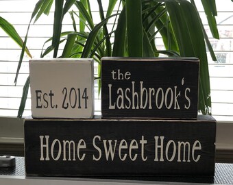 Farmhouse Family Name Wood Block Set FREE SHIPPING