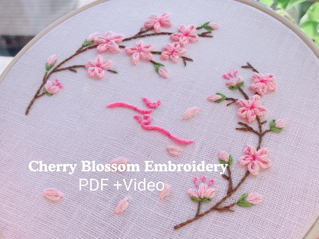 Cherry Blossom Embroidery Pattern PDF + Video Tutorial | Beginner ...
