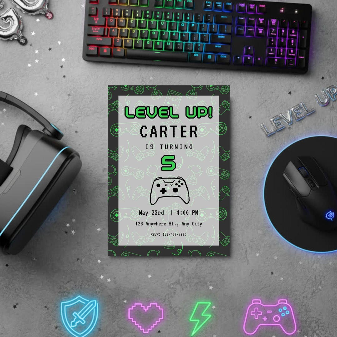 Gamer Birthday Invitation Template, Controller Party Invite, Editable ...