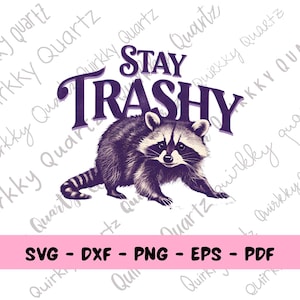 SVG de Stay Trashy, SVG de mapache basura, diseño de camiseta de mapache, SVG divertido, archivo de corte Cricut, diseño de mapache divertido, clipart de panda basura