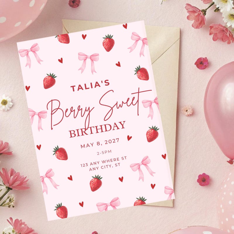 Girly Pink First Party Invitation - Etsy