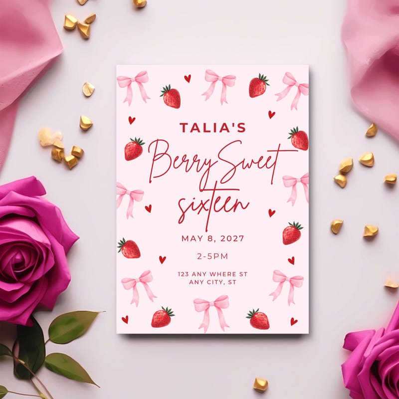 Berry Sweet 16 Invite Etsy