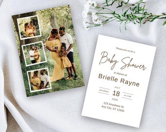 Photo Baby Shower Invite, Picture Invitation Canva Template, Custom Photo Invite for Gender Reveal Parties, Picture Baby Shower Invitation