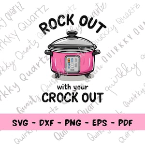 Disfruta de tu Crock Out SVG, SVG divertido, clipart de olla de cocción lenta, SVG de cocina rosa, diseño de olla de cocción lenta, SVG divertido de cocina, humor para adultos, chiste de papá
