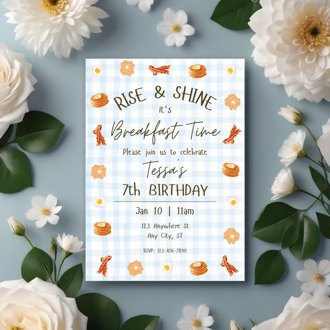 It's Breakfast Time Birthday Invitation, Breakfast Invitation, Brunch ...