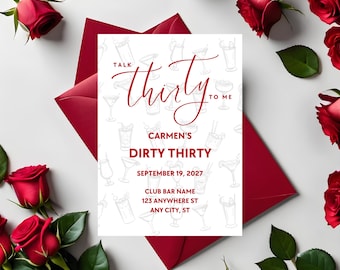 Talk Thirty To Me Birthday Invitation, Editable Canva Template, Dirty Thirty Birthday Party Invite, Dirty 30, Adult Birthday Invite
