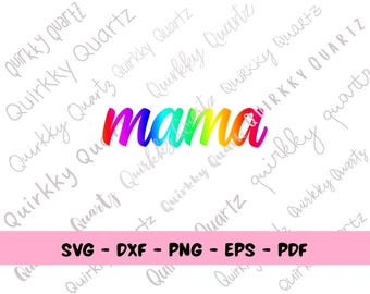 Kolorowa Mama SVG, Projekt Rainbow Mama SVG, Kolorowy plik SVG, Plik Cricut Cut, Dzień Matki SVG, Clipart dla Mam, Projekt Koszulki dla Mam