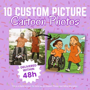 10 fotos de desenho animado personalizadas, fotos para desenho animado, presente de desenho animado personalizado, presente divertido para crianças, download digital, dez fotos de desenho animado personalizadas