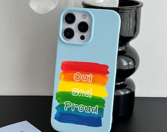 Rainbow Pride Phone Case: "Out and Proud" LGBTQ+ iPhone Case