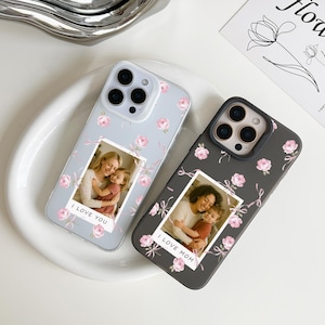 Custom Photo iPhone Case for Mom Personalized Floral Phone Case with Picture, Mother’s Day Gift,  Fits iPhone 14/13/12/11 Pro Max（TPU）
